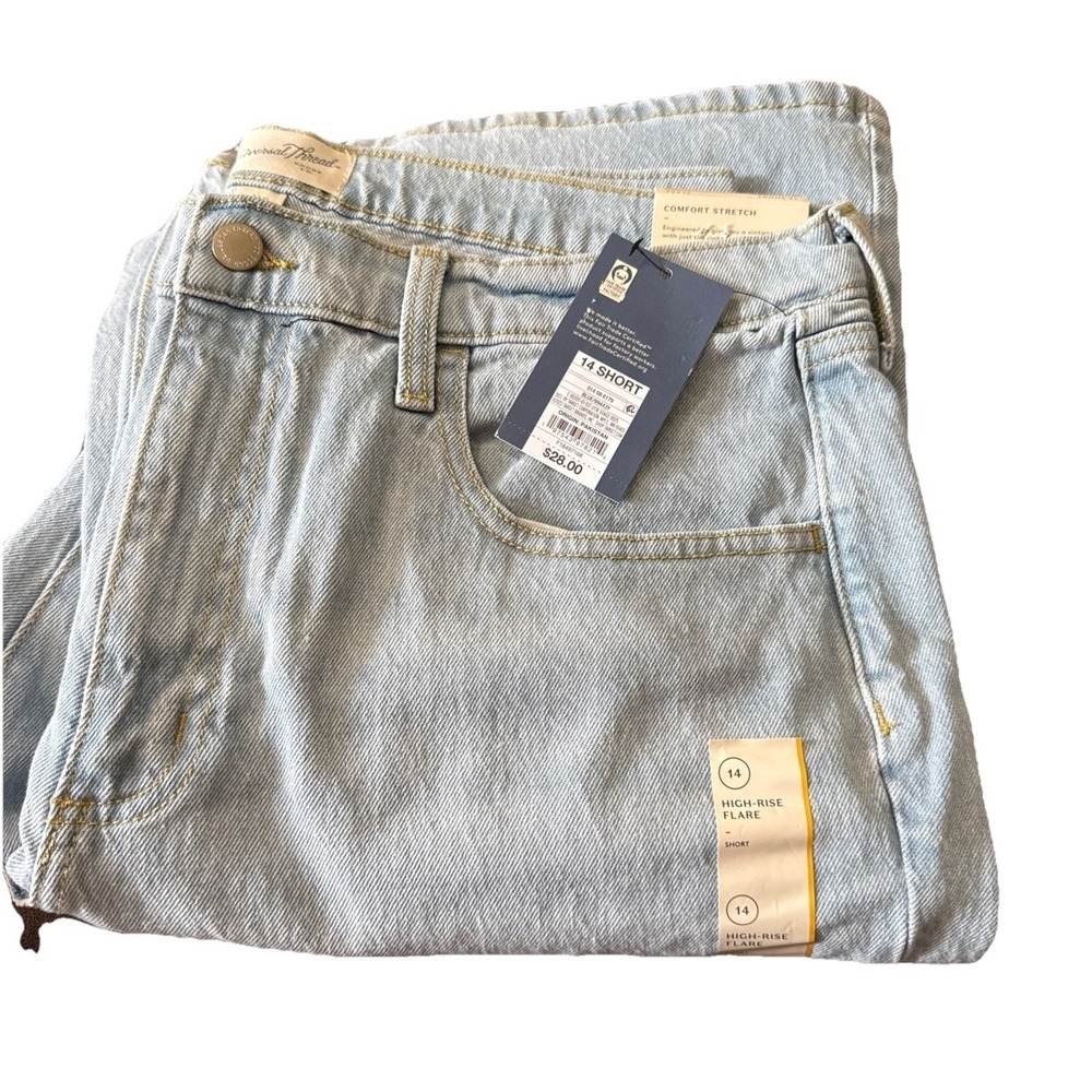 Universal Thread Flare Jeans Womens 14 Short Light Blue High Rise Stretch New C1